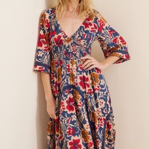Free People Printed Smocked Waist Maxi Dress